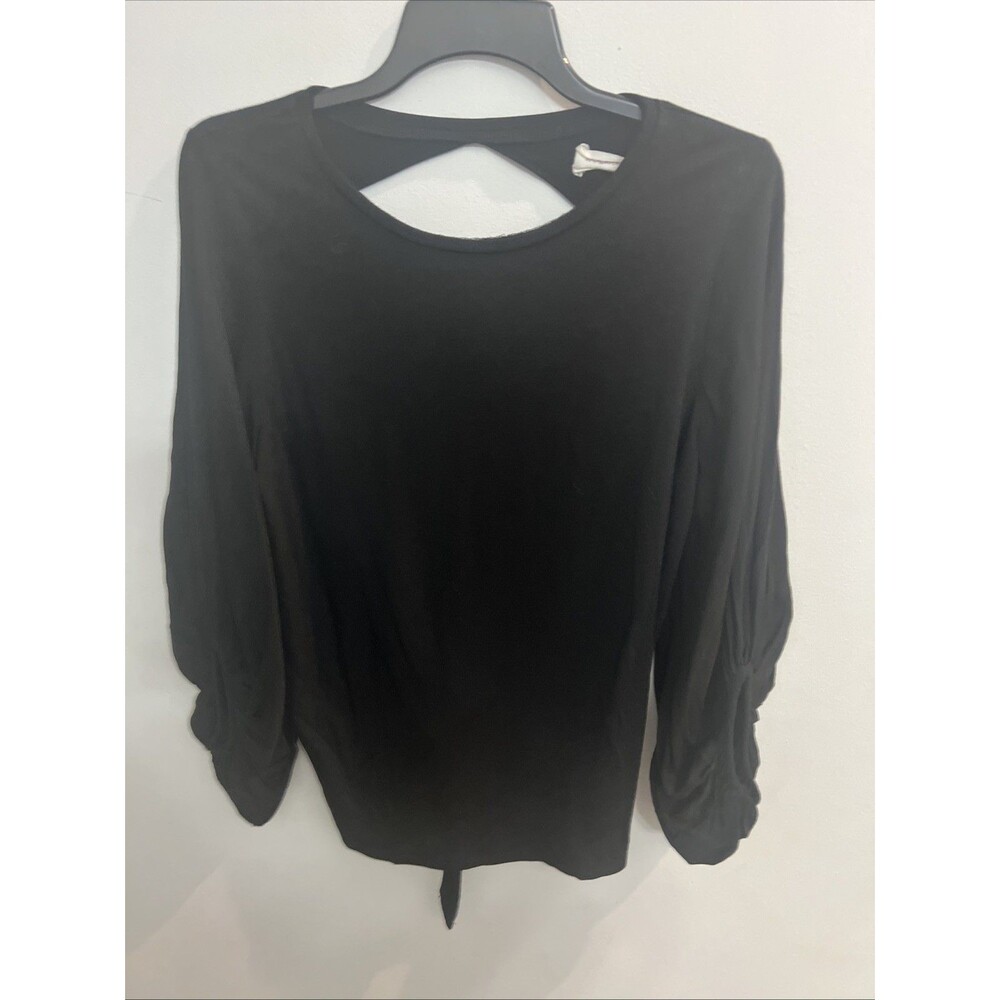 Mustard seed open Tie back puff sleeve top NWT Black Y2K Boho Cottage Core